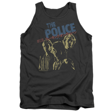 Charcoal men's tank with The Police Japanese Poster graphic