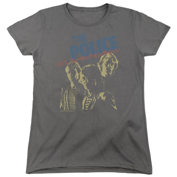 Charcoal women's t-shirt with The Police Japanese Poster graphic