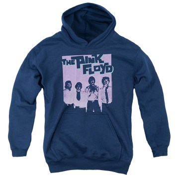 Navy youth hoodie for ages 8 to 12 with Pink Floyd Paint Box graphic