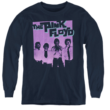 Navy youth long sleeve t-shirt with Pink Floyd Paint Box graphic