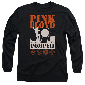 Black men's long sleeve t-shirt with Pink Floyd Pompeii graphic
