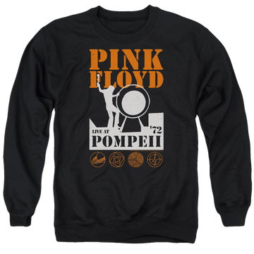 Black men's crewneck sweatshirt with Pink Floyd Pompeii graphic