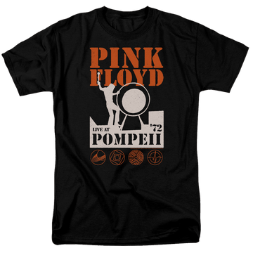 Black men's regular fit t-shirt with Pink Floyd Pompeii graphic