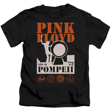 Black kid's t-shirt for ages 4 to 7 with Pink Floyd Pompeii graphic