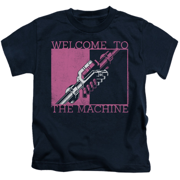 Navy kid's t-shirt for ages 4 to 7 with Pink Floyd Welcome To The Machine graphic