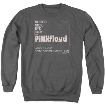 Charcoal men's crewneck sweatshirt with Pink Floyd Arnold Layne graphic