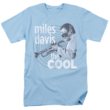 Light blue men's regular fit t-shirt with Miles Davis The Cool graphic