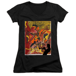 Miles Davis Music Is An Addiction - Juniors V-Neck T-Shirt Juniors V-Neck T-Shirt Miles Davis   