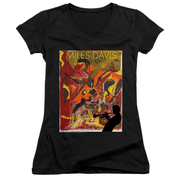 Miles Davis Music Is An Addiction - Juniors V-Neck T-Shirt Juniors V-Neck T-Shirt Miles Davis   