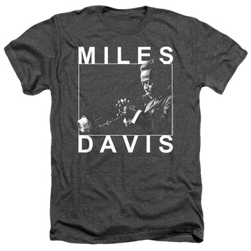 Charcoal men's heather t-shirt with Miles Davis Monochrome graphic