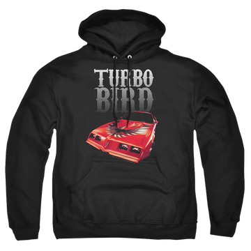 Black pullover hoodie with Pontiac Turbo Bird graphic