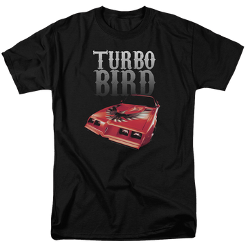 Black men's regular fit t-shirt with Pontiac Turbo Bird graphic