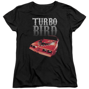 Black women's t-shirt with Pontiac Turbo Bird graphic