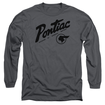 Charcoal men's long sleeve t-shirt with Pontiac Division graphic