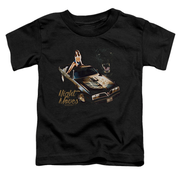 Black toddler t-shirt with Pontiac Chevrolet Night Moves graphic