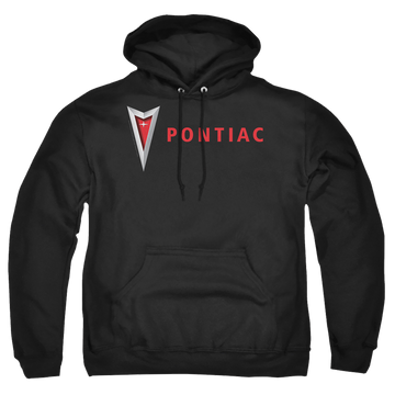 Black pullover hoodie with Modern Pontiac Arrowhead graphic