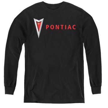 Black youth long sleeve t-shirt with Modern Pontiac Arrowhead graphic