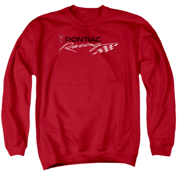 Red men's crewneck sweatshirt with Red Pontiac Racing graphic