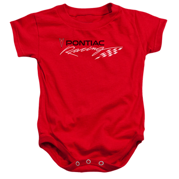 Red baby bodysuit with Red Pontiac Racing graphic