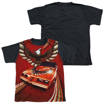 Pontiac Firebird Flames youth black back t-shirt for ages 8 to 12