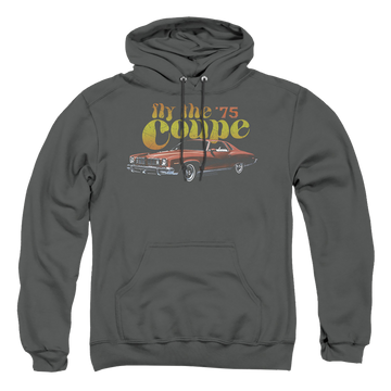 Charcoal pullover hoodie with Pontiac Fly The Coupe graphic
