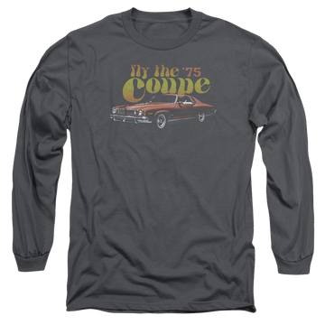 Charcoal men's long sleeve t-shirt with Pontiac Fly The Coupe graphic