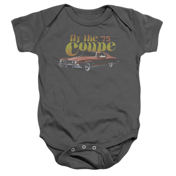 Charcoal baby bodysuit with Pontiac Fly The Coupe graphic