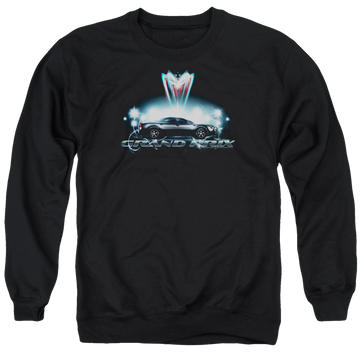 Black men's crewneck sweatshirt with Pontiac Silver Grand Am graphic