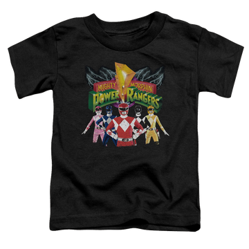 Black toddler t-shirt with Mighty Morphin Power Rangers Rangers Unite graphic