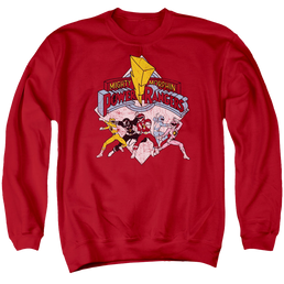 Mighty Morphin Power Rangers Retro Rangers - Men's Crewneck Sweatshirt Men's Crewneck Sweatshirt Power Rangers   
