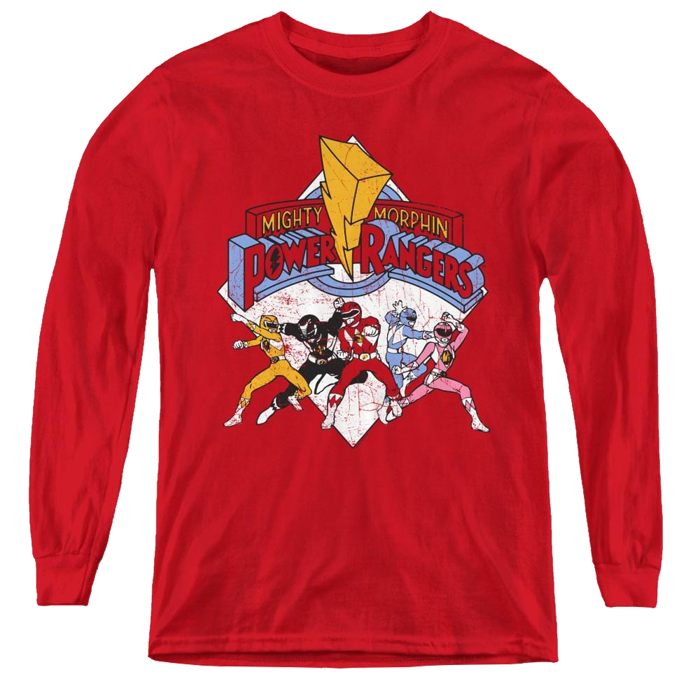 Mighty Morphin Power Rangers Retro Rangers - Youth Long Sleeve T-Shirt Youth Long Sleeve T-Shirt Power Rangers   