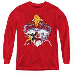 Mighty Morphin Power Rangers Retro Rangers - Youth Long Sleeve T-Shirt Youth Long Sleeve T-Shirt Power Rangers   