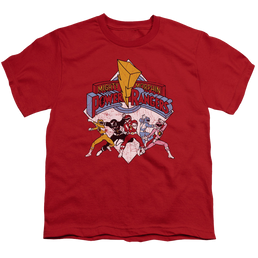 Mighty Morphin Power Rangers Retro Rangers - Youth T-Shirt Youth T-Shirt (Ages 8-12) Power Rangers   