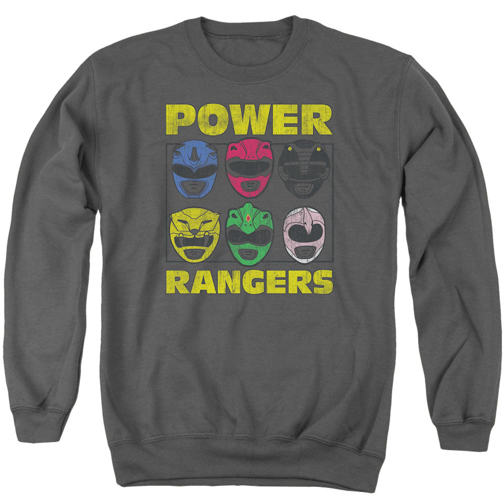 Mighty Morphin Power Rangers Ranger Heads - Men's Crewneck Sweatshirt Men's Crewneck Sweatshirt Power Rangers   