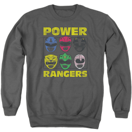 Mighty Morphin Power Rangers Ranger Heads - Men's Crewneck Sweatshirt Men's Crewneck Sweatshirt Power Rangers   