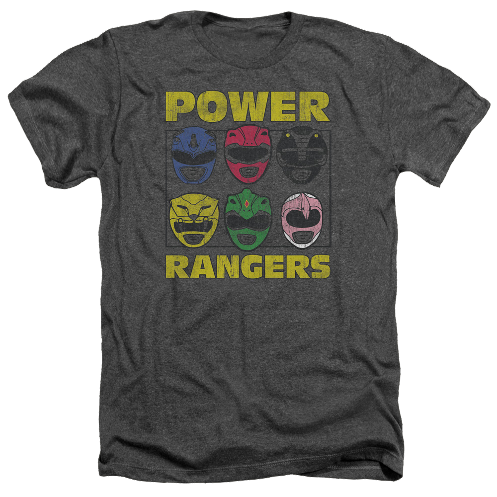 Mighty Morphin Power Rangers Ranger Heads - Men's Heather T-Shirt Men's Heather T-Shirt Power Rangers   