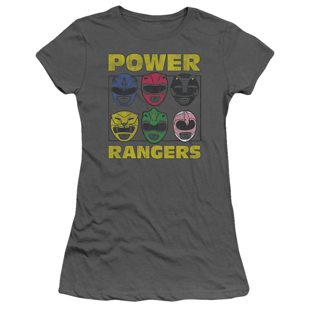 Mighty Morphin Power Rangers Ranger Heads - Juniors T-Shirt Juniors T-Shirt Power Rangers   