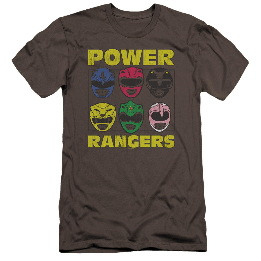 Mighty Morphin Power Rangers Ranger Heads - Men's Premium Slim Fit T-Shirt Men's Premium Slim Fit T-Shirt Power Rangers   