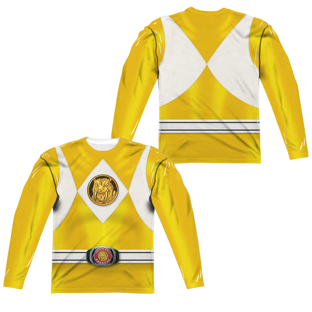 Mighty Morphin Power Rangers Yellow Ranger Emblem (Front/Back Print) - Men's All-Over Print Long Sleeve Men's All-Over Print Long Sleeve Power Rangers   