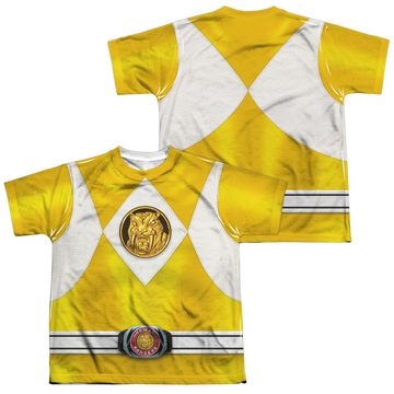 Mighty Morphin Power Rangers Yellow Ranger Emblem F/B youth all-over print t-shirt for ages 8 to 12