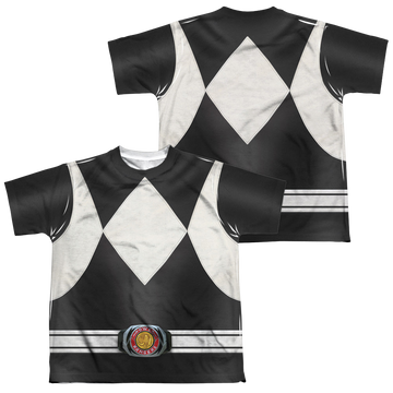 Mighty Morphin Power Rangers Black Ranger (F/B) youth all-over print t-shirt for ages 8 to 12