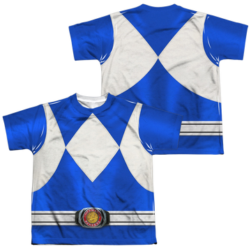 Mighty Morphin Power Rangers Blue Ranger F/B youth all-over print t-shirt for ages 8 to 12