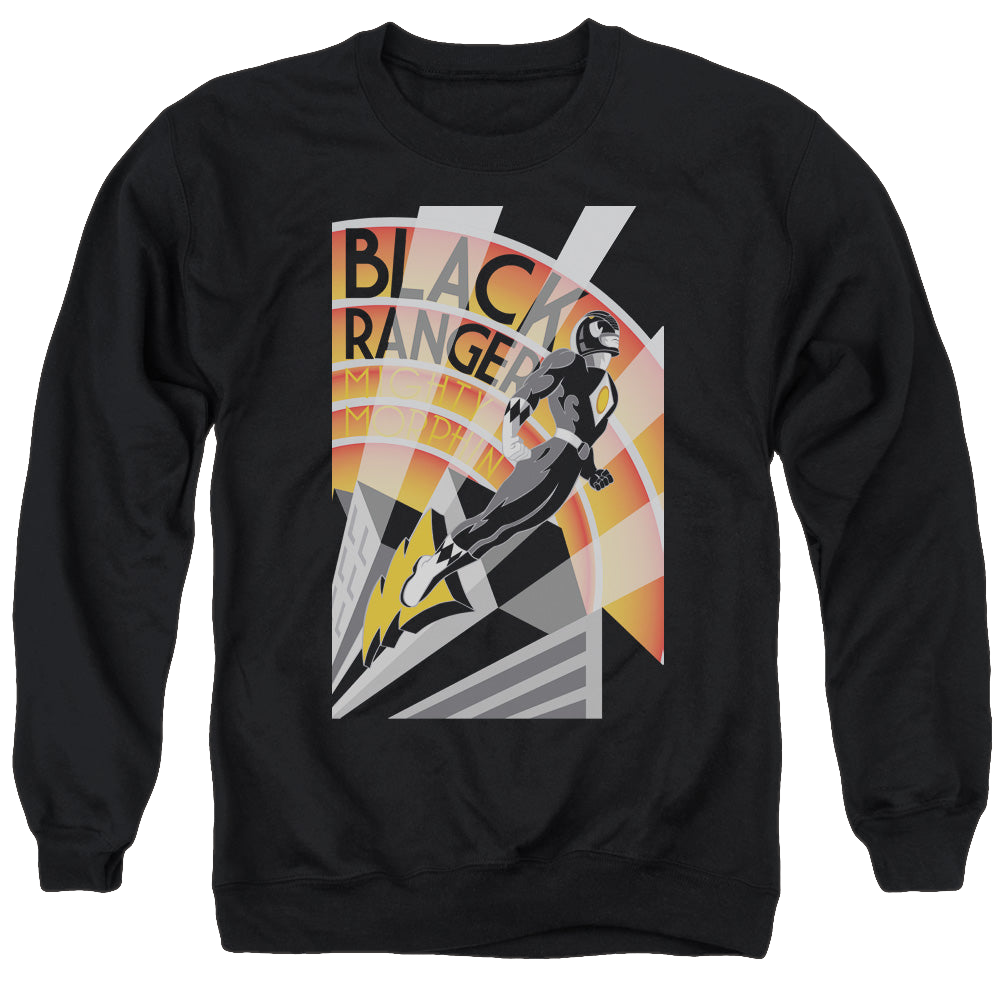 Mighty Morphin Power Rangers Black Ranger Deco - Men's Crewneck Sweatshirt Men's Crewneck Sweatshirt Power Rangers   