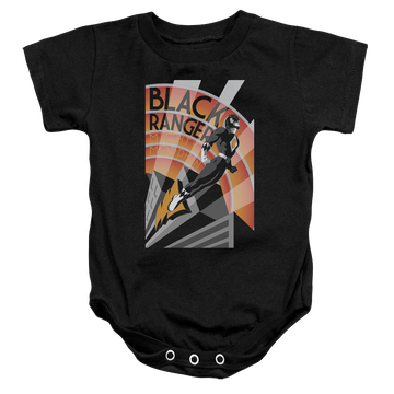 Black baby bodysuit with Mighty Morphin Power Rangers Black Ranger Deco graphic