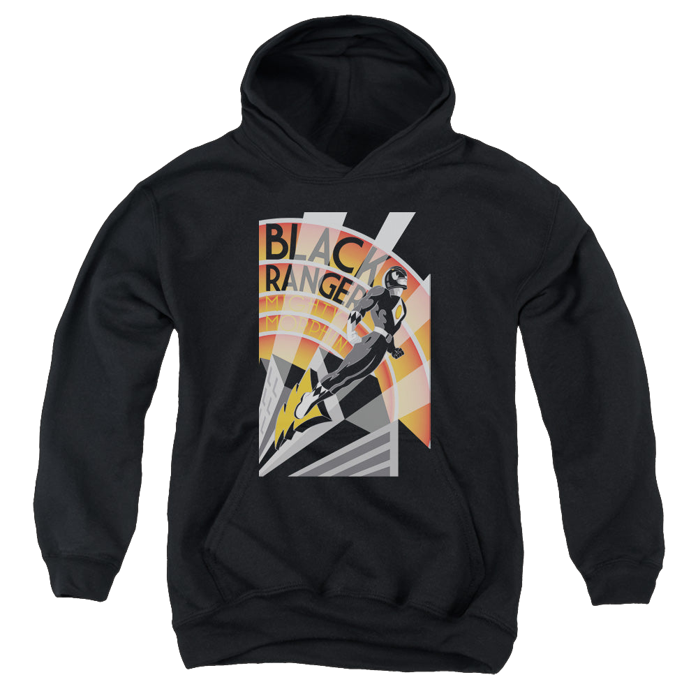 Mighty Morphin Power Rangers Black Ranger Deco - Youth Hoodie Youth Hoodie (Ages 8-12) Power Rangers   