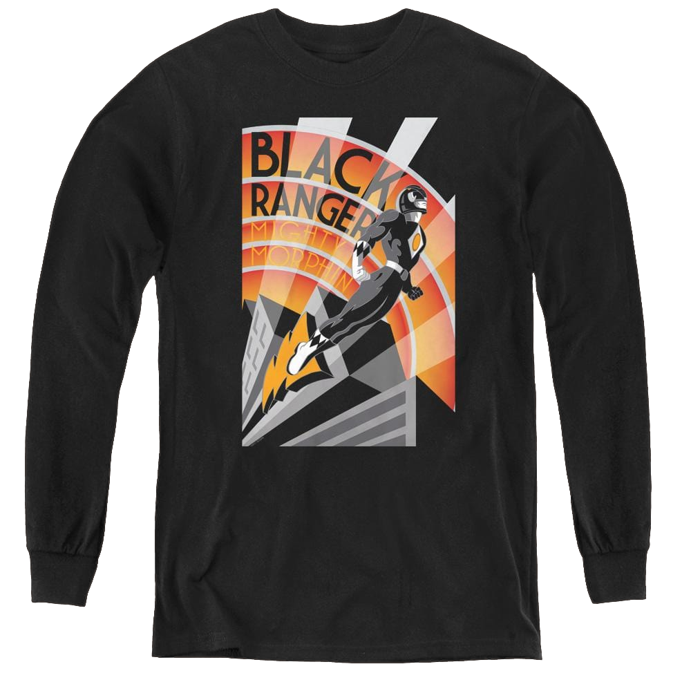 Mighty Morphin Power Rangers Black Ranger Deco - Youth Long Sleeve T-Shirt Youth Long Sleeve T-Shirt Power Rangers   