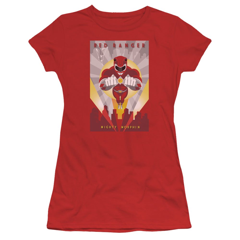 Mighty Morphin Power Rangers Red Deco - Juniors T-Shirt Juniors T-Shirt Power Rangers   