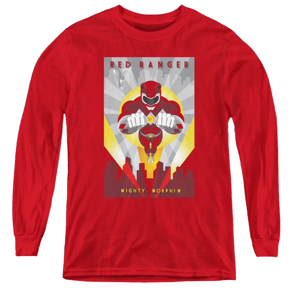 Mighty Morphin Power Rangers Red Deco - Youth Long Sleeve T-Shirt Youth Long Sleeve T-Shirt Power Rangers   