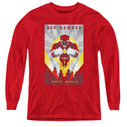 Mighty Morphin Power Rangers Red Deco - Youth Long Sleeve T-Shirt Youth Long Sleeve T-Shirt Power Rangers   