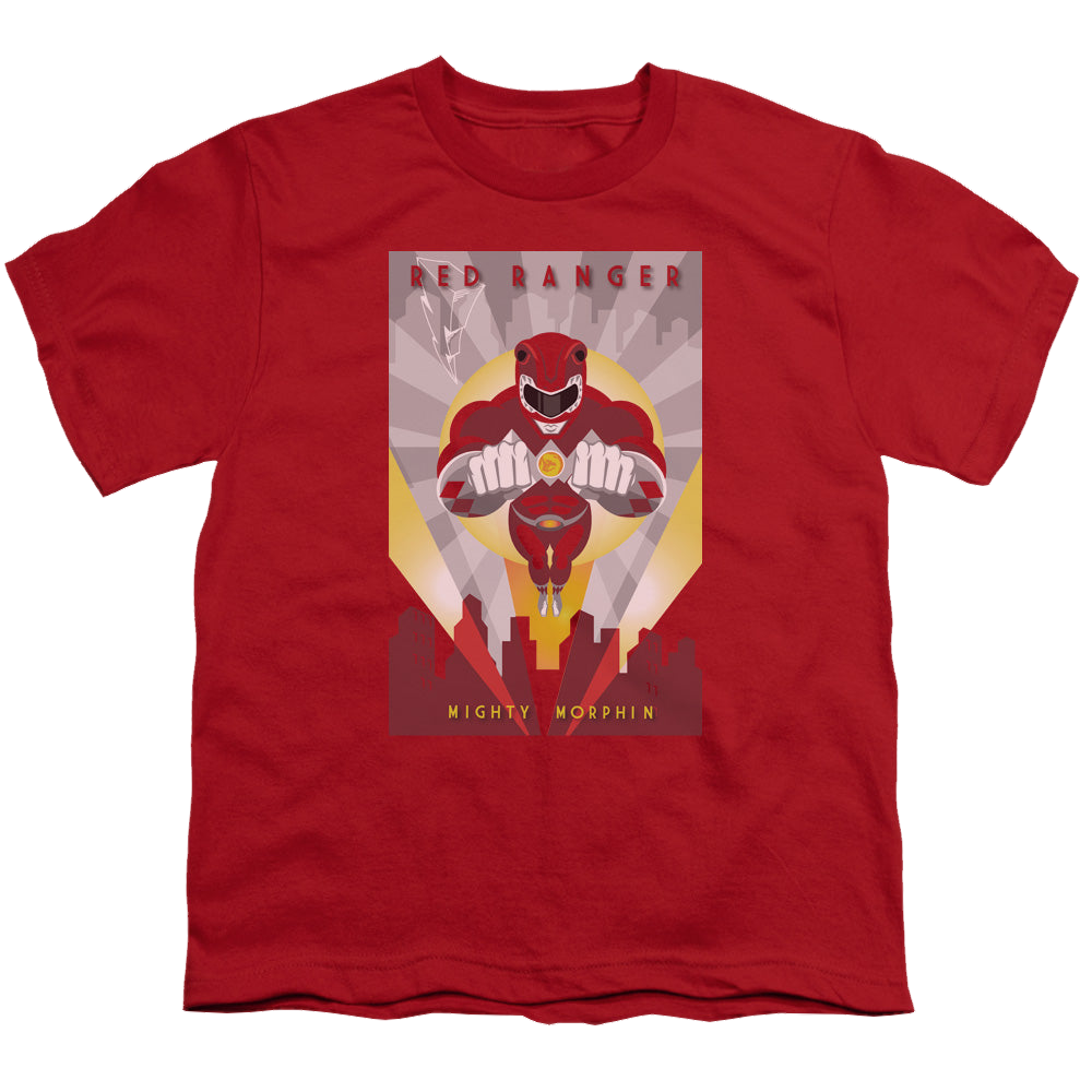 Mighty Morphin Power Rangers Red Deco - Youth T-Shirt Youth T-Shirt (Ages 8-12) Power Rangers   